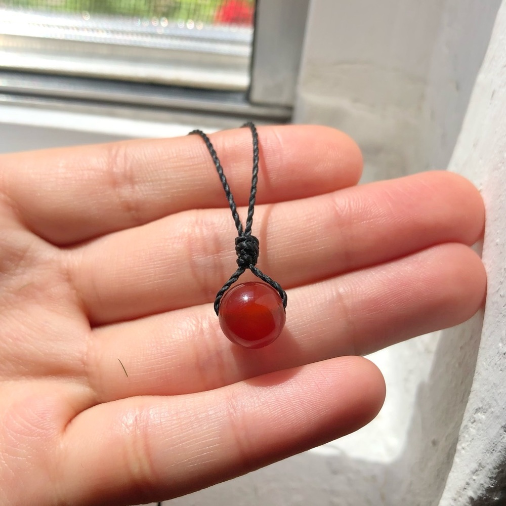 Carnelian (10mm) Sphere Necklace/Choker - Picture 3 of 5